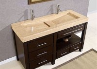 Small Trough Bathroom Sink With Two Faucets