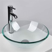 Glass Circular Vessel Bathroom Sink With Faucet