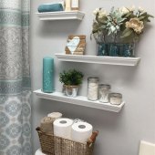 What To Put On A Floating Shelf In The Bathroom