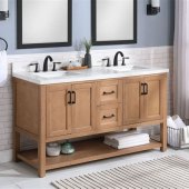 Wood Bathroom Vanity With White Sink