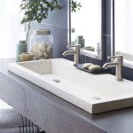 Bathroom Trough Sink With Two Faucets