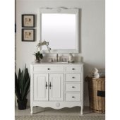 Modetti Provence 38 Inch Single Sink Bathroom Vanity With Marble Top