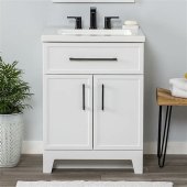 White Single Sink Bathroom Vanity With Cultured Marble Top