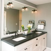 White Vanity Black Countertop Bathroom Sink